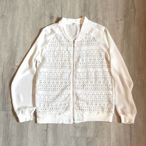 NWOT* Sheer Lace Zip Up Jacket